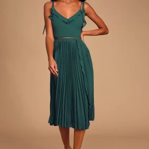 MOVAAX Tie-Strap Pleated Midi Dress