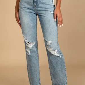 MOVAAX Wash High Rise Distressed Jeans